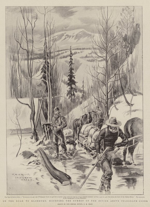 Sulla Strada per Klondyke, scalando la Vetta del Divide sopra Telegraph Creek da Charles Edwin Fripp