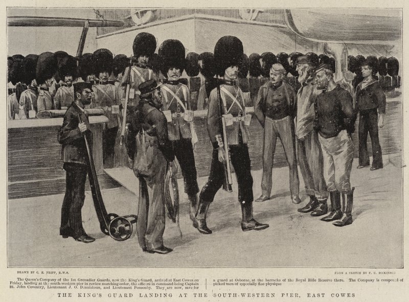 La Guardia del Re che sbarca al molo sud-occidentale, East Cowes da Charles Edwin Fripp