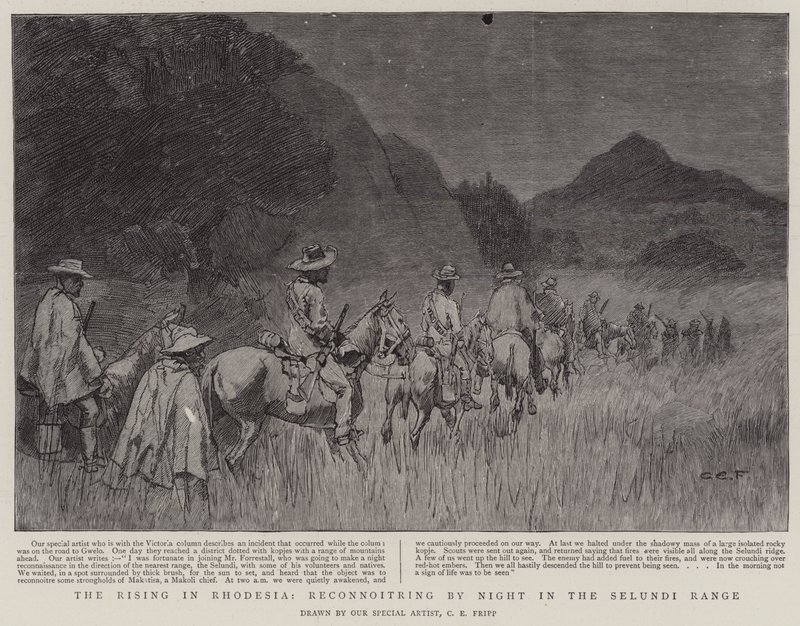 La rivolta in Rhodesia, ricognizione notturna nella Selundi Range da Charles Edwin Fripp
