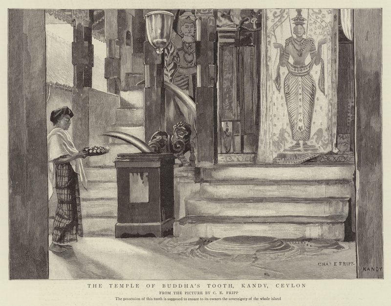 Il Tempio del Dente di Buddha, Kandy, Ceylon da Charles Edwin Fripp