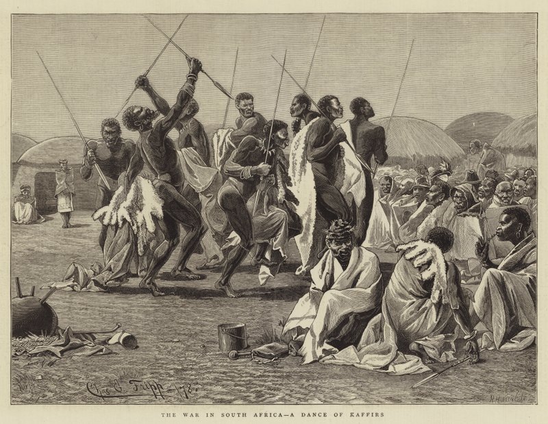 La guerra in Sudafrica, una danza di Kaffir da Charles Edwin Fripp