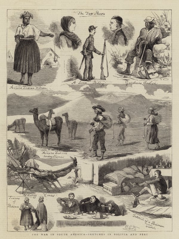 La guerra in Sud America, schizzi in Bolivia e Perù da Charles Edwin Fripp