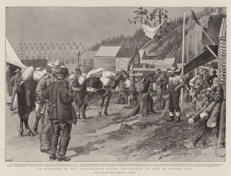 Verso Klondyke attraverso la Rotta Tutto-Canadese, il Quattro Luglio a Dawson City da Charles Edwin Fripp