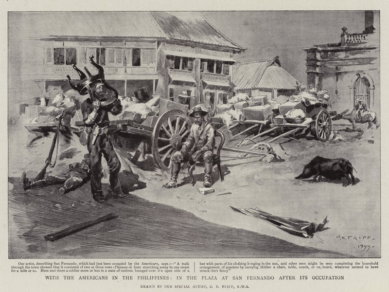 Con gli americani nelle Filippine, nella piazza di San Fernando dopo la sua occupazione da Charles Edwin Fripp