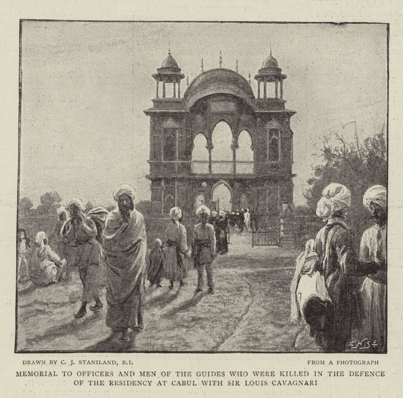 Memoriale agli Ufficiali e agli Uomini delle Guide che furono uccisi nella Difesa della Residenza a Kabul con Sir Louis Cavagnari da Charles J. Staniland