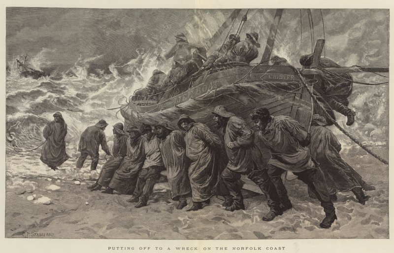 Partenza per il naufragio sulla costa del Norfolk da Charles J. Staniland