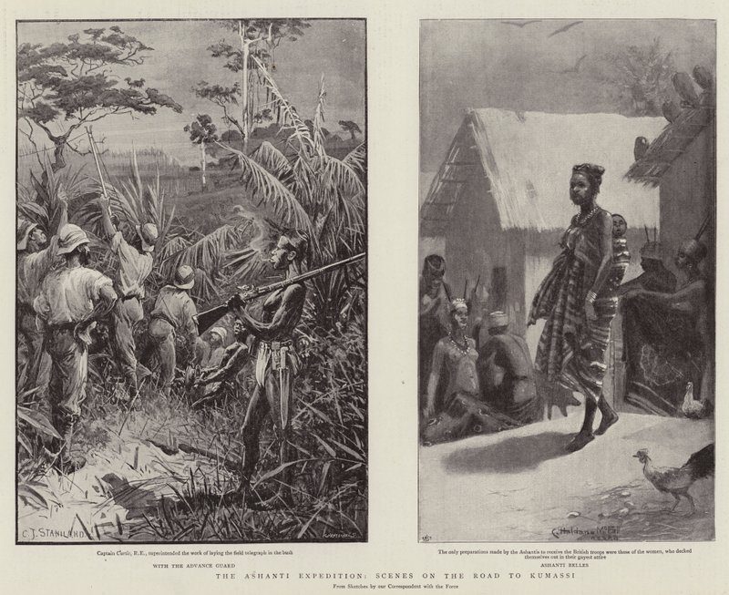 La spedizione Ashanti, scene sulla strada per Kumassi da Charles J. Staniland