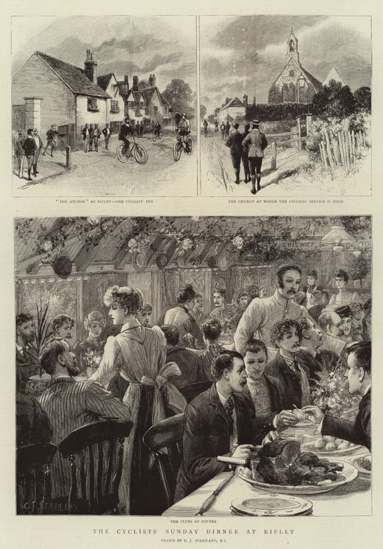 La cena della domenica dei ciclisti a Ripley da Charles J. Staniland