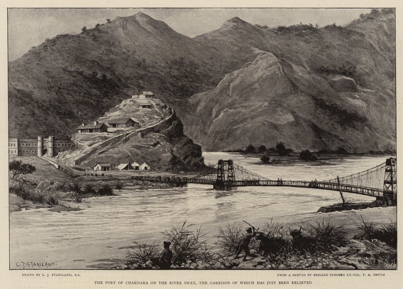 Il forte di Chakdara sul fiume Swat, la cui guarnigione è appena stata sollevata da Charles J. Staniland