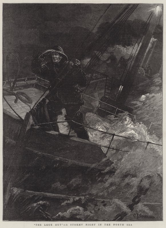 Il Vedetta, una notte tempestosa nel Mare del Nord da Charles J. Staniland