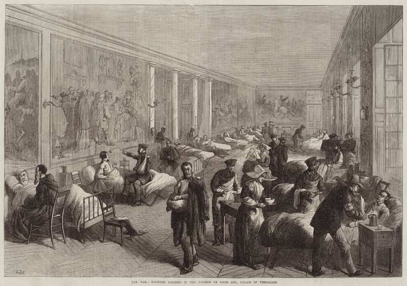 La guerra, soldati feriti nella Galerie de Louis XIII, Palazzo di Versailles da Charles J. Staniland