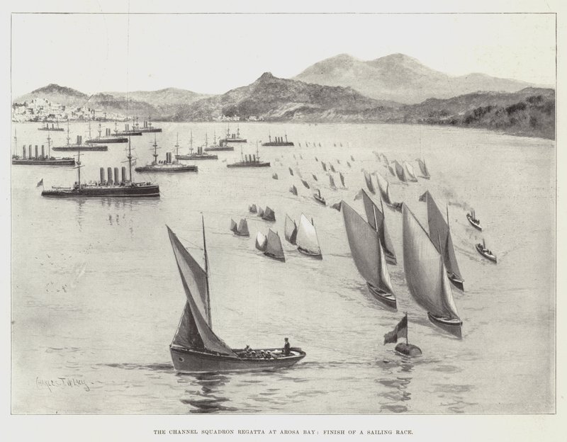 La regata della Channel Squadron a Arosa Bay, fine di una gara di vela da Charles John de Lacy
