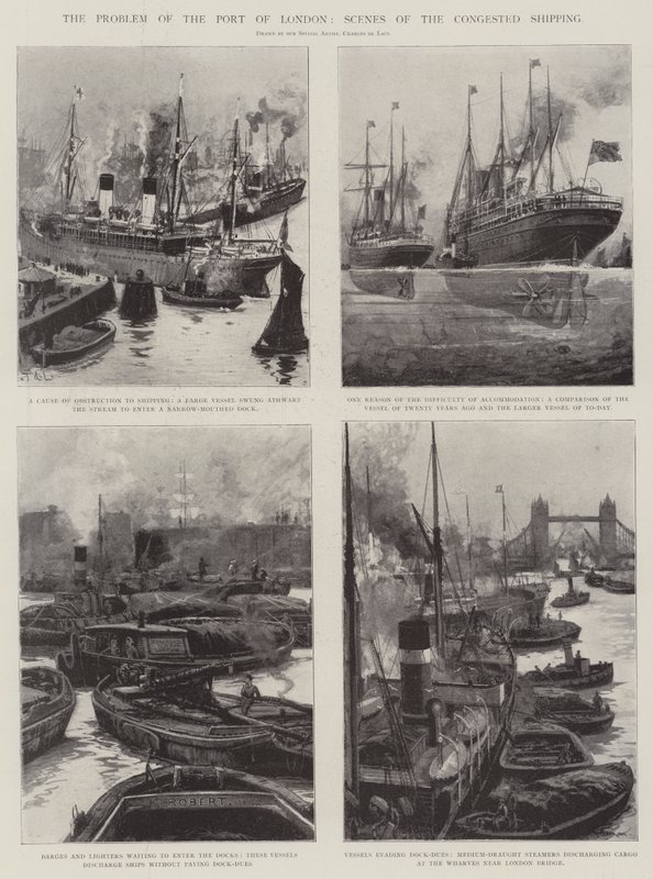 Il problema del porto di Londra, scene della spedizione congestionata da Charles John de Lacy