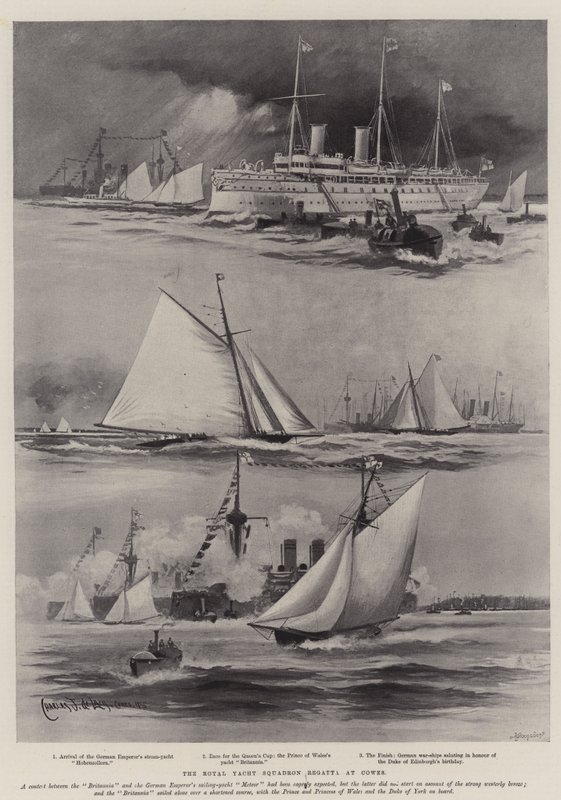 La regata del Royal Yacht Squadron a Cowes da Charles John de Lacy