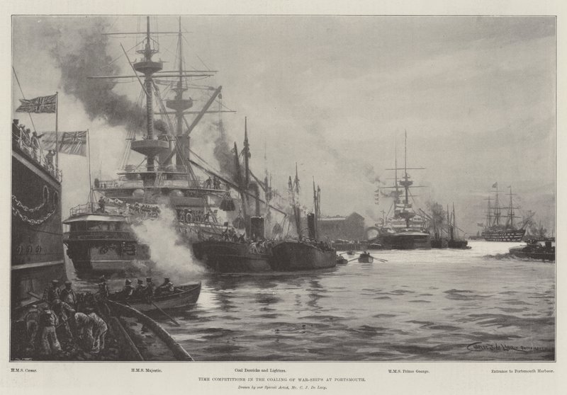Competizioni di Tempo nel Carico di Navi da Guerra a Portsmouth da Charles John de Lacy