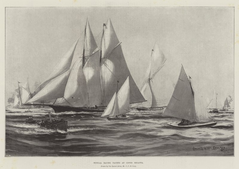 Tipiche barche da regata alla regata di Cowes da Charles John de Lacy