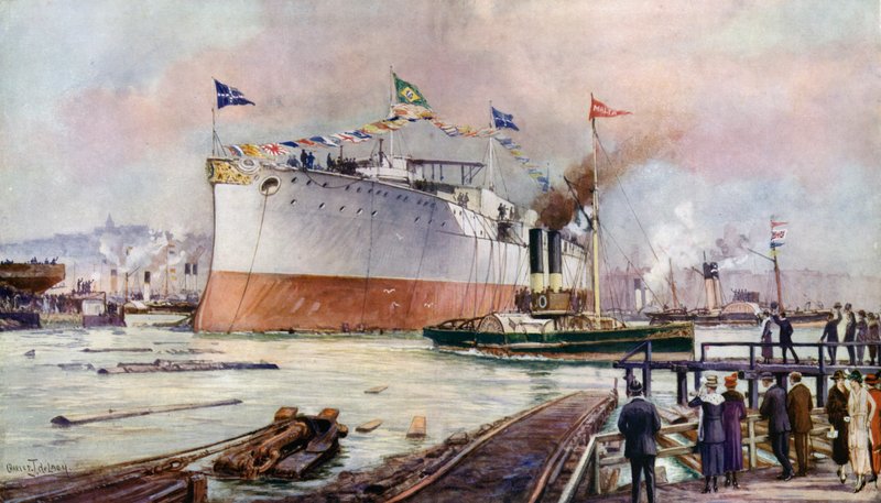 Il varo di una nave da guerra da Charles John de after Lacy