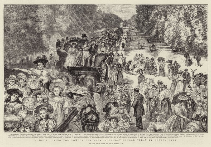 Una giornata fuori per i bambini di Londra, una festa della scuola domenicale a Bushey Park da Charles Paul Renouard