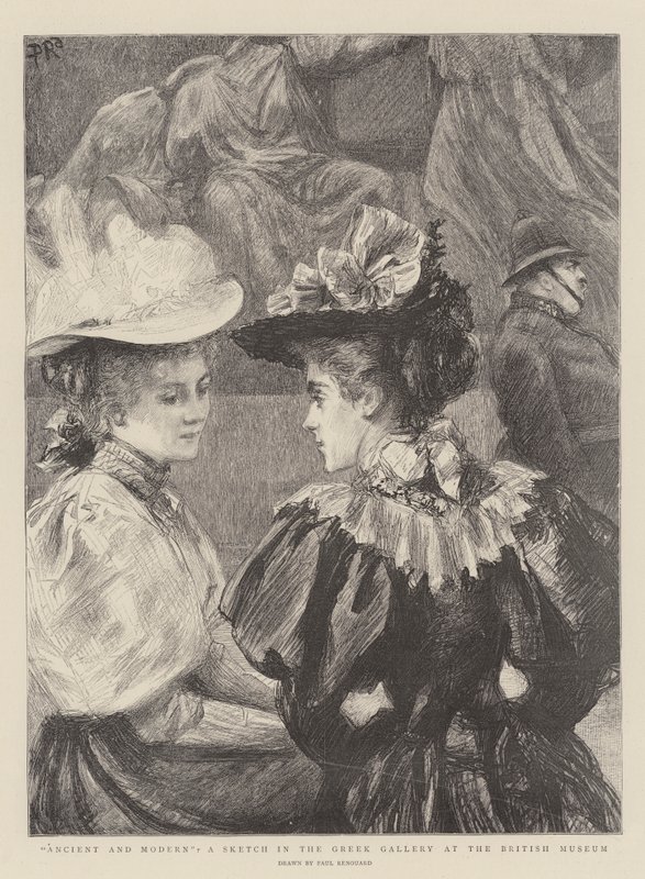 Antico e moderno, uno schizzo nella galleria greca al British Museum da Charles Paul Renouard