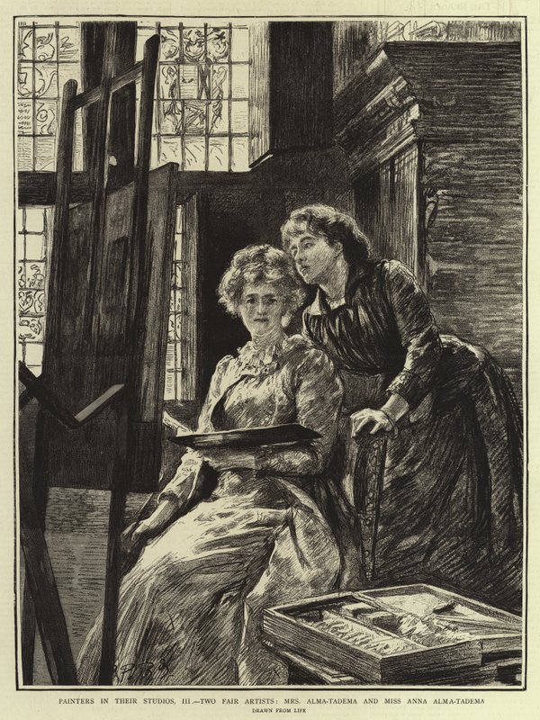 Pittori nei loro studi, III, Due artiste bionde, Mrs Alma-Tadema e Miss Anna Alma-Tadema da Charles Paul Renouard