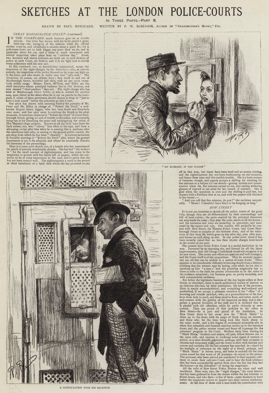 Schizzi ai tribunali di polizia di Londra da Charles Paul Renouard