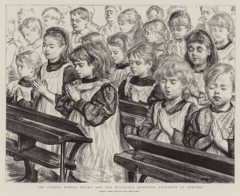 Il Prossimo Consiglio Scolastico e la Questione Religiosa, Bambini in Preghiera da Charles Paul Renouard