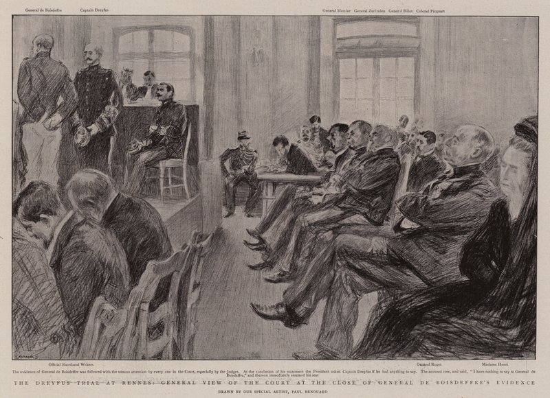 Il processo Dreyfus a Rennes, Vista Generale del Tribunale alla chiusura della testimonianza del Generale de Boisdeffre da Charles Paul Renouard