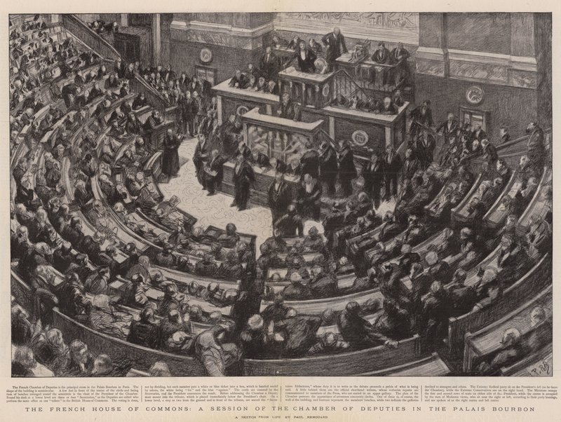 La Camera dei Deputati Francese, una Sessione della Camera dei Deputati nel Palais Bourbon da Charles Paul Renouard