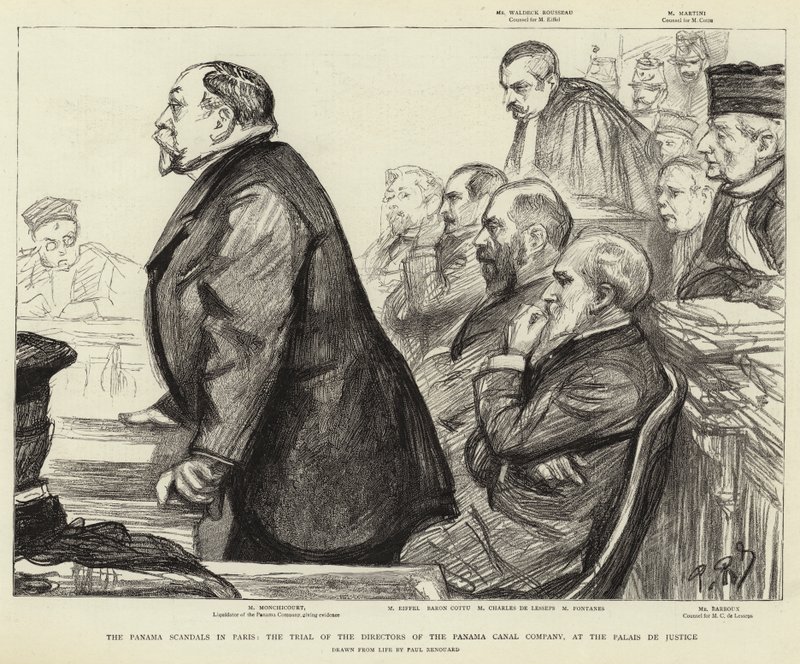 Gli scandali di Panama a Parigi, il processo dei direttori della Compagnia del Canale di Panama, al Palais de Justice da Charles Paul Renouard