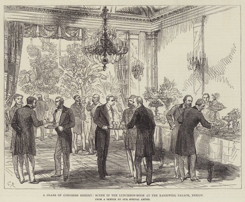 Un bicchiere di Sherry del Congresso, scena nella sala da pranzo al Palazzo Radziwill, Berlino da Sir John Charles Robinson