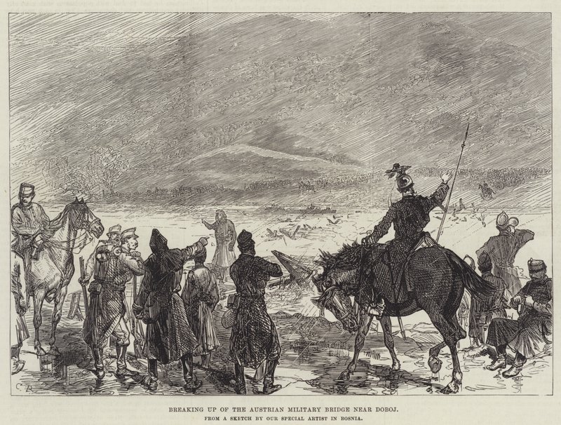 Demolizione del Ponte Militare Austriaco vicino a Doboj da Sir John Charles Robinson