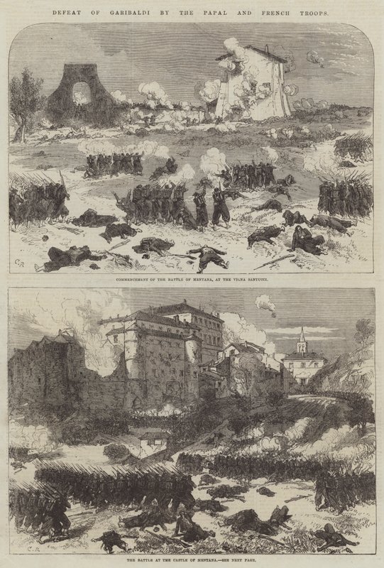 Sconfitta di Garibaldi da parte delle truppe papali e francesi da Sir John Charles Robinson