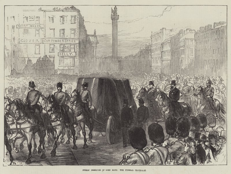 Esequi a Dublino di Lord Mayo, il corteo funebre da Sir John Charles Robinson