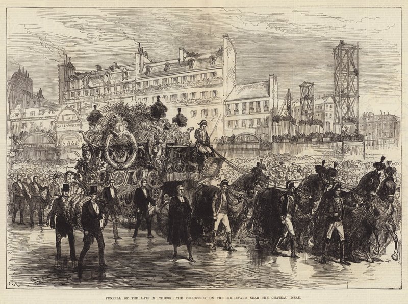Funerale del defunto M Thiers, la Processione sul Boulevard vicino al Chateau D