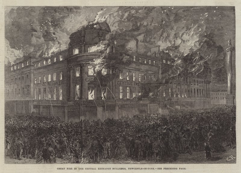 Grande Incendio negli Edifici della Central Exchange, Newcastle-on-Tyne da Sir John Charles Robinson