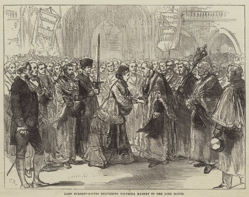 Lady Burdett-Coutts consegna il Columbia Market al sindaco da Sir John Charles Robinson