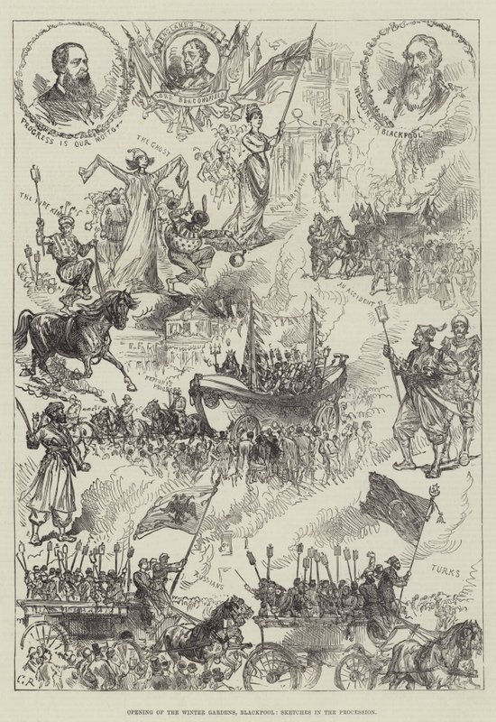 Apertura dei Winter Gardens, Blackpool, schizzi nella processione da Sir John Charles Robinson