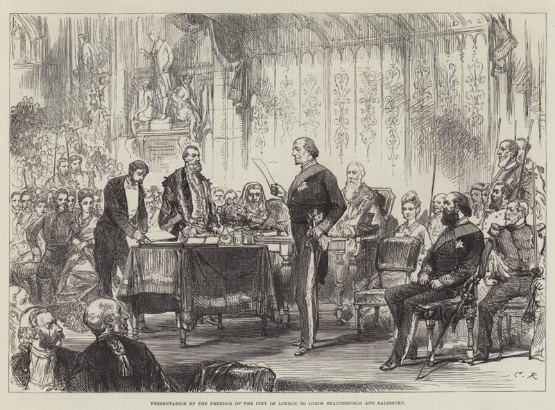 Presentazione della Libertà della Città di Londra ai Lord Beaconsfield e Salisbury da Sir John Charles Robinson