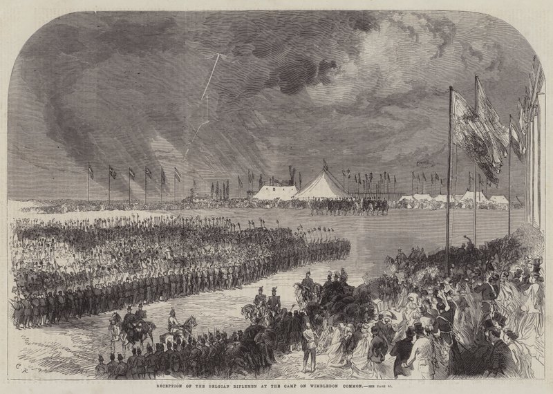 Accoglienza dei Fucilieri Belgi al Campo su Wimbledon Common da Sir John Charles Robinson