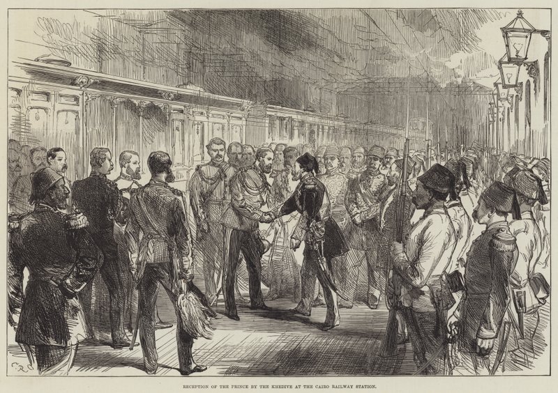 Accoglienza del principe da parte del Chedivè alla stazione ferroviaria del Cairo da Sir John Charles Robinson