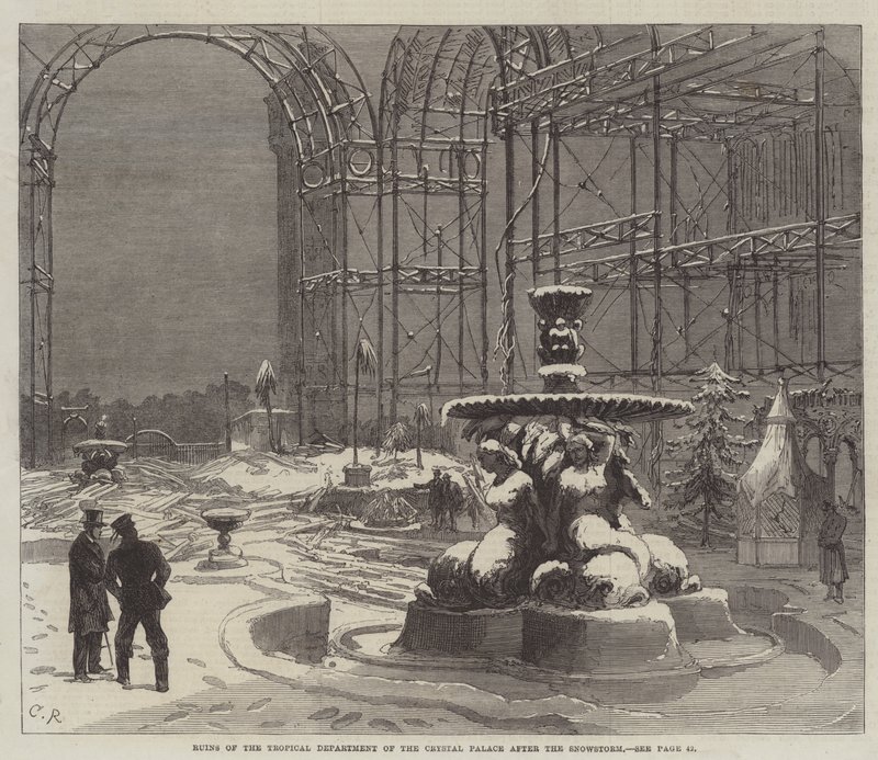 Rovine del Dipartimento Tropicale del Crystal Palace dopo la tempesta di neve da Sir John Charles Robinson