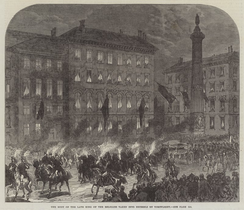 Il Corpo del Defunto Re del Belgio Portato a Bruxelles alla Luce delle Torce da Sir John Charles Robinson