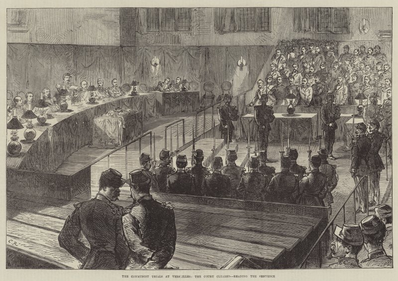 I processi comunisti a Versailles, il tribunale sgomberato, lettura della sentenza da Sir John Charles Robinson