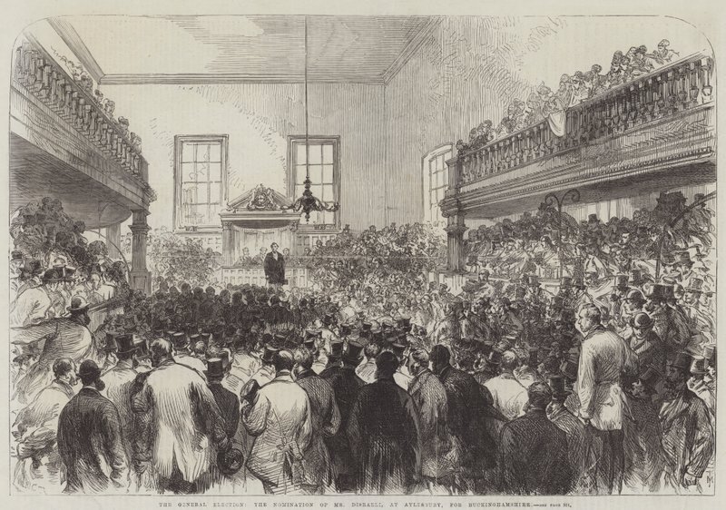 Le Elezioni Generali, la Nomina di Mr Disraeli, ad Aylesbury, per il Buckinghamshire da Sir John Charles Robinson