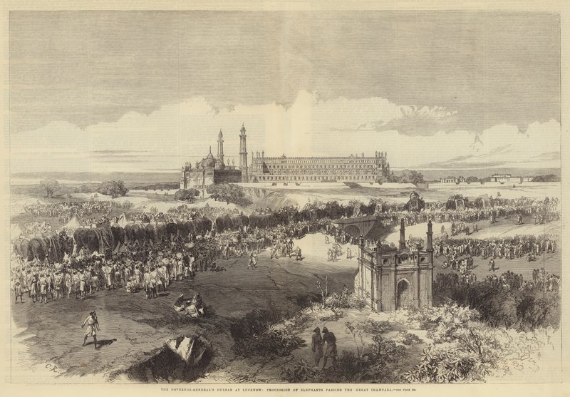Il Durbar del Governatore Generale a Lucknow, Processione di elefanti che passa il Grande Imambara da Sir John Charles Robinson