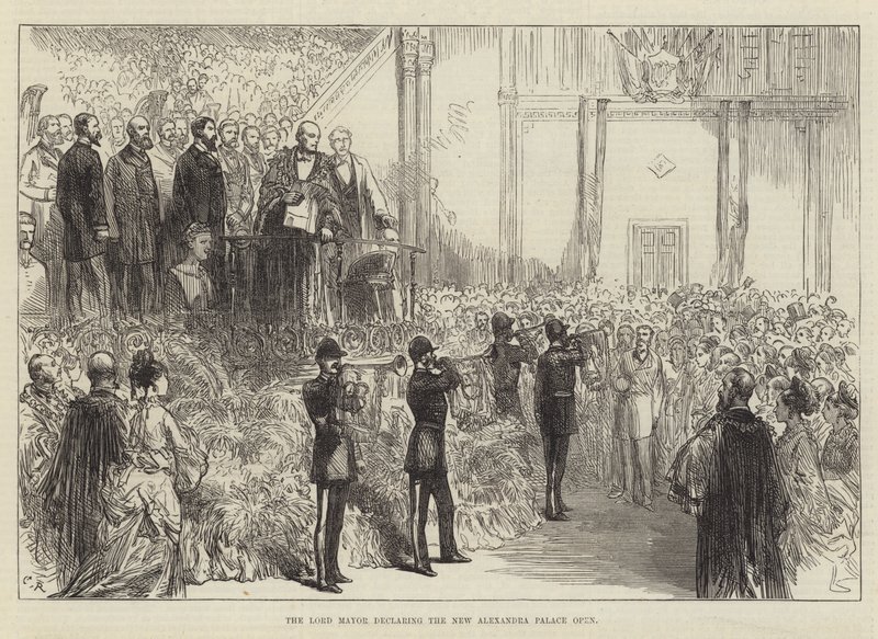 Il sindaco dichiara aperto il nuovo Alexandra Palace da Sir John Charles Robinson
