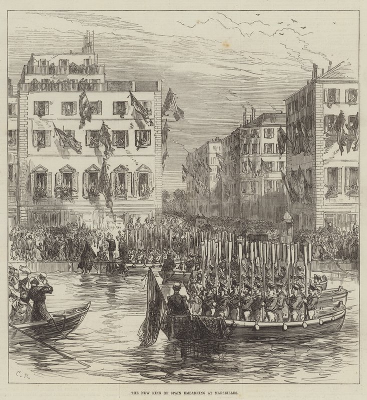 Il nuovo re di Spagna che si imbarca a Marsiglia da Sir John Charles Robinson