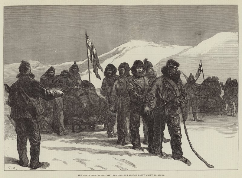 La spedizione al Polo Nord, il gruppo della slitta occidentale in procinto di partire da Sir John Charles Robinson