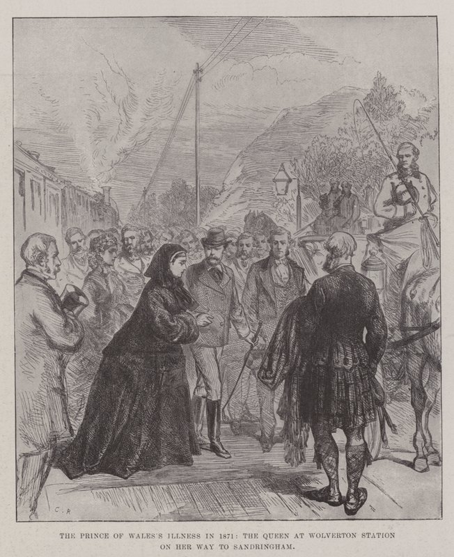 La malattia del Principe di Galles nel 1871, la Regina alla stazione di Wolverton sulla strada per Sandringham da Sir John Charles Robinson