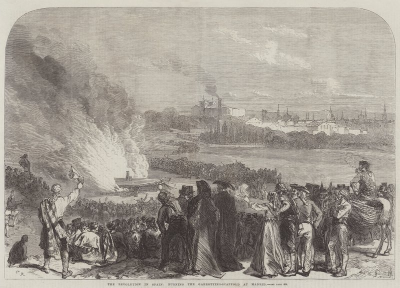 La rivoluzione in Spagna, bruciando la garrota a Madrid da Sir John Charles Robinson